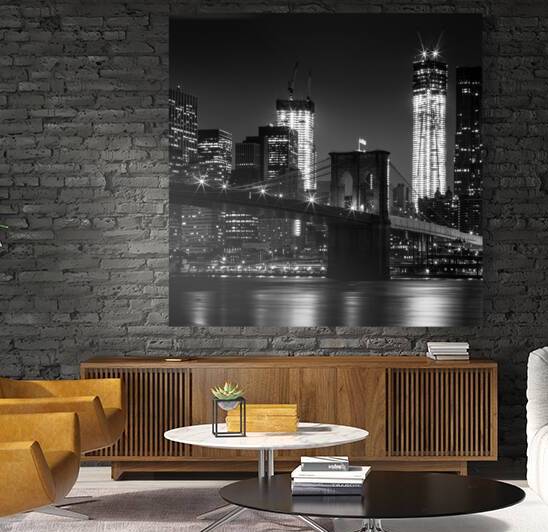 brooklyn bridge freedom tower night  square 1390 by Black And White