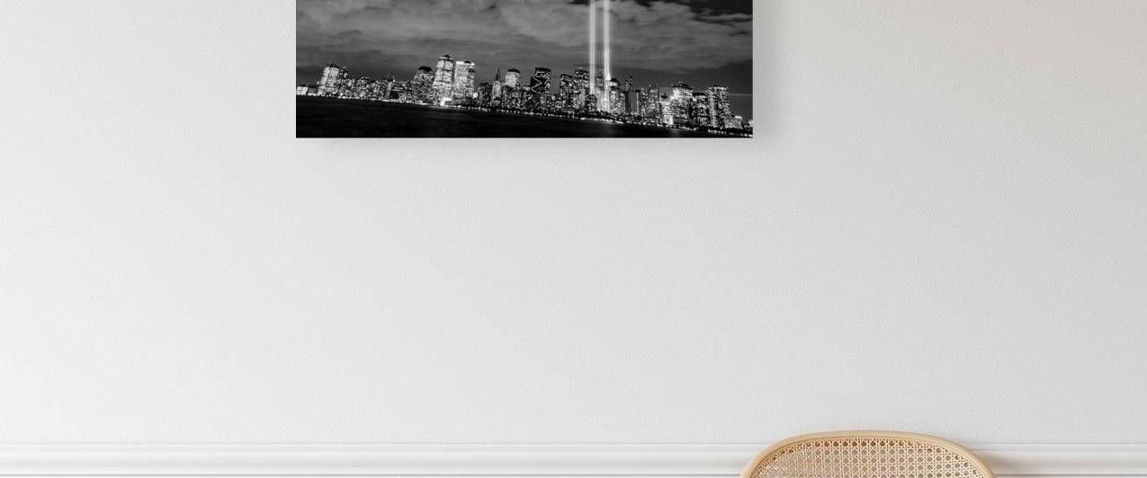 tribute lights from ground zero  panoramic 380 Re by Black And White