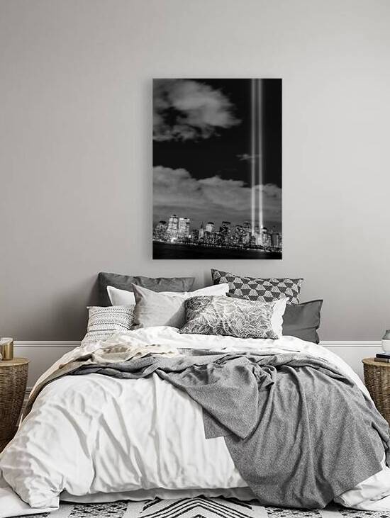 tribute lights from ground zero  vertical 380 Res by Black And White