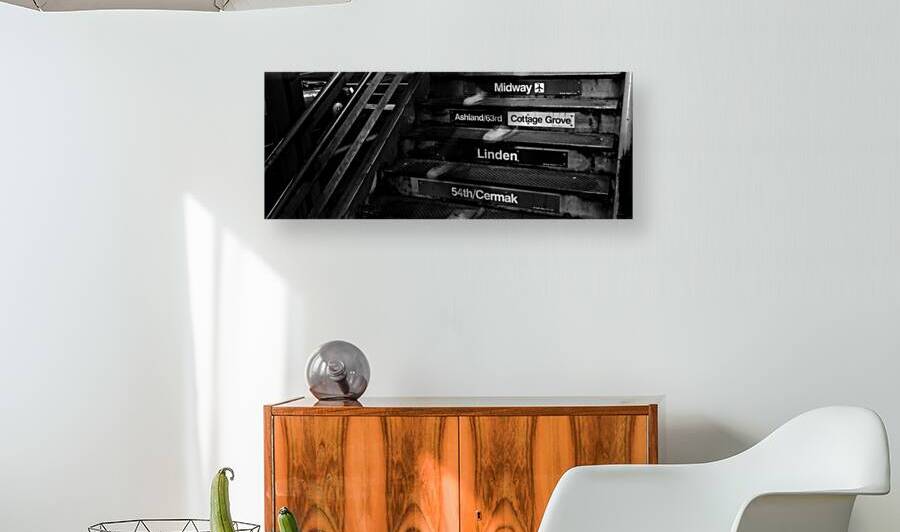 chicago L train steps  panoramic 1187 Cermak 13k. by Black And White