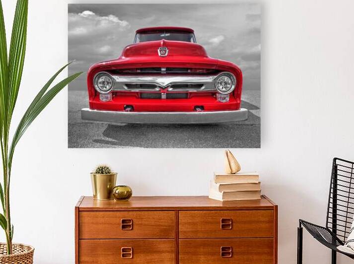 Red Ford F-100 Head On by Gill Billington