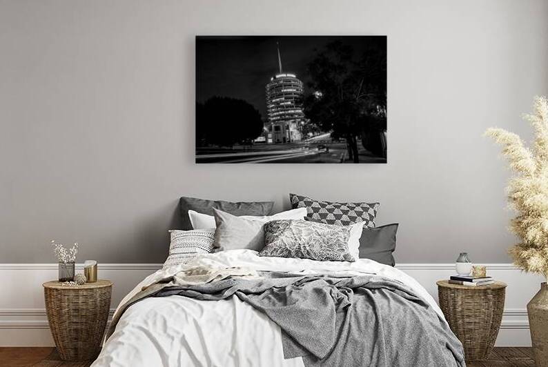 capitol records building yucca vine  horizontal 2 by Black And White