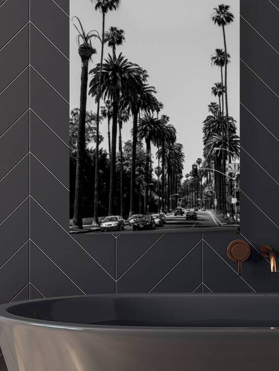 beverly drive at sunset blvd crescent  vertical 2 by Black And White