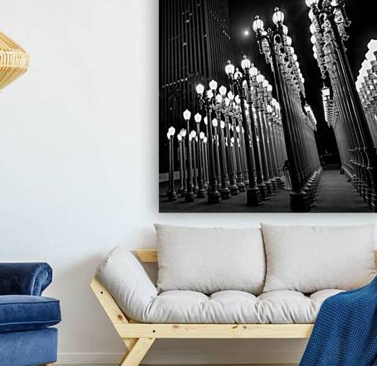 lamps at los angeles county museum of art  square by Black And White