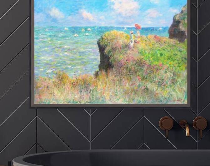 1882 monet cliff walk pourville by Row One Brand