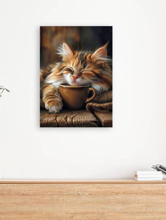 Calico Cat with a Morning Coffee by Anne Laure GOUPIL