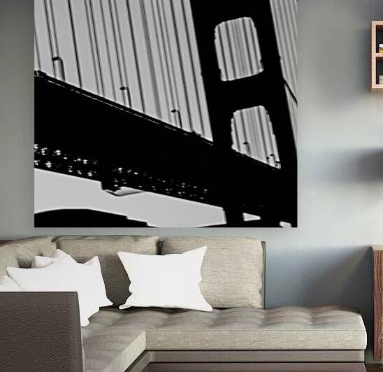 close up golden gate bridge  square 505 Orange 13 by Black And White