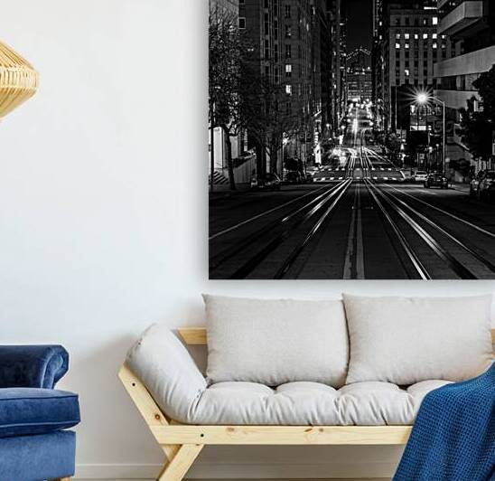 california street at night bay bridge  square 284 by Black And White