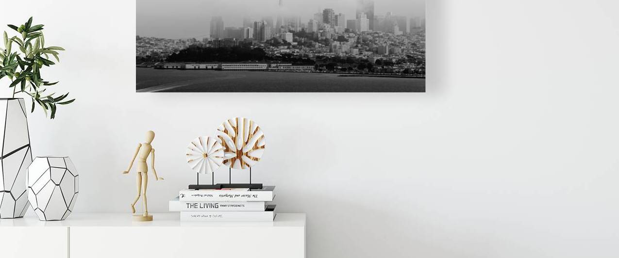 downtown san francisco under fog  panoramic 2836 by Black And White