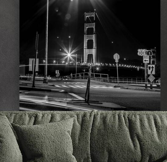 golden gate bridge at night  square 4524 Northbou by Black And White