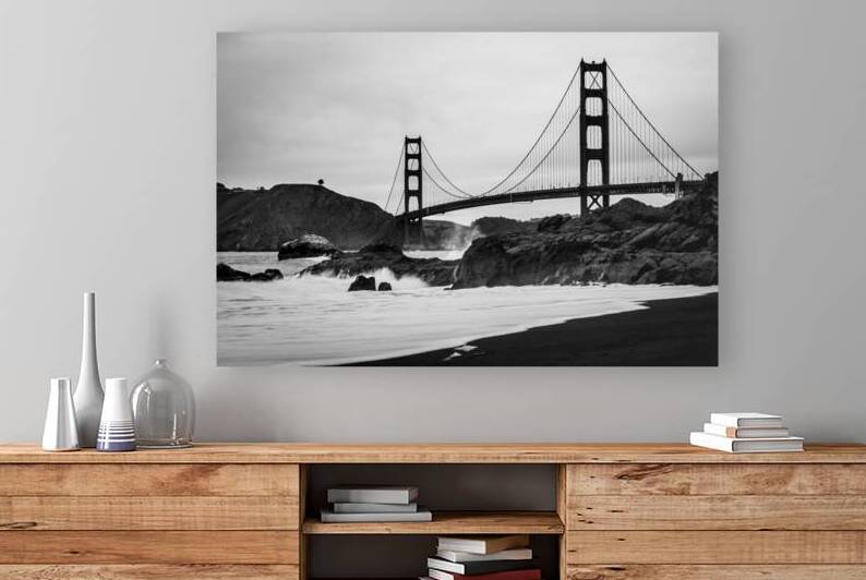 golden gate bridge baker beach  horizontal 487 Ba by Black And White