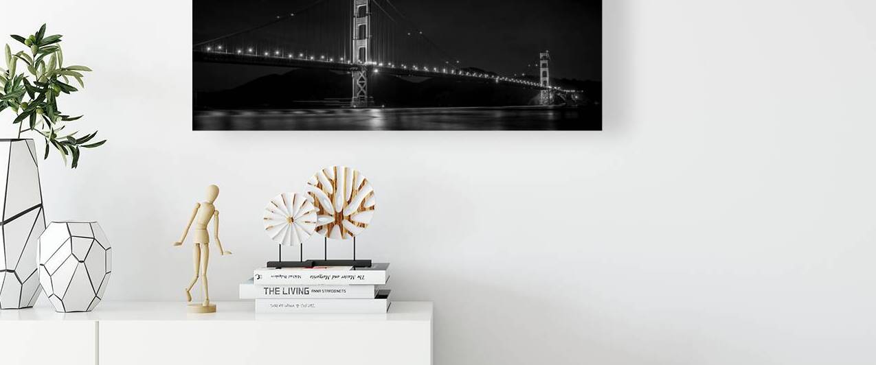 gg bridge night  panoramic 501 Gate 13k by Black And White