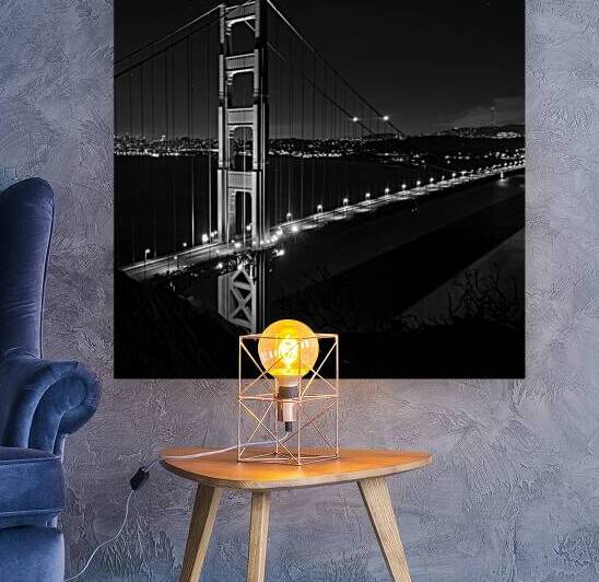 golden gate bridge night from marin headlands  sq by Black And White