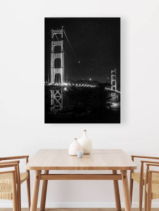 golden gate bridge over sf bay night  vertical 28 by Black And White