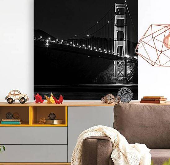 golden gate bridge night marin headlands  square by Black And White