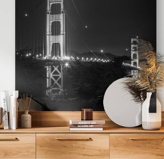 golden gate bridge over sf bay night  square 2815 by Black And White