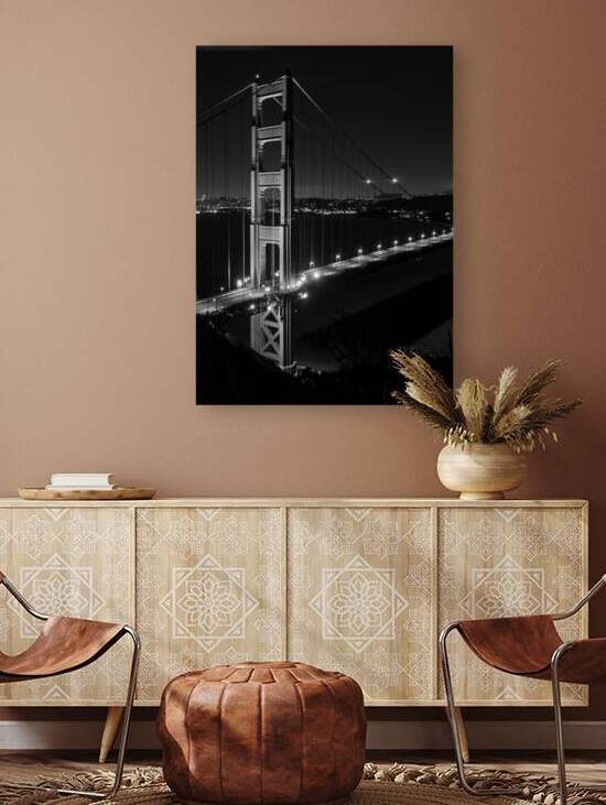 golden gate bridge night from marin headlands  ve by Black And White