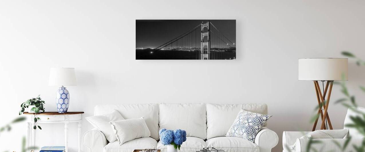 golden gate bridge night battery spencer  panoram by Black And White