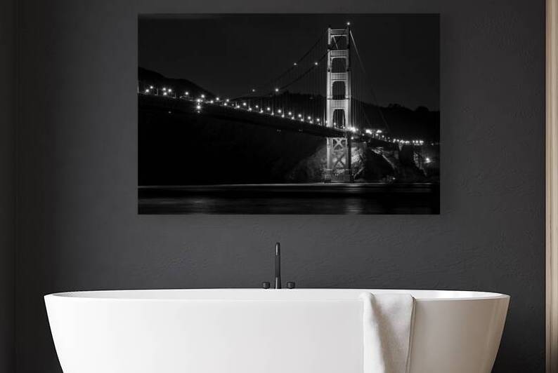 golden gate bridge night marin headlands  horizon by Black And White