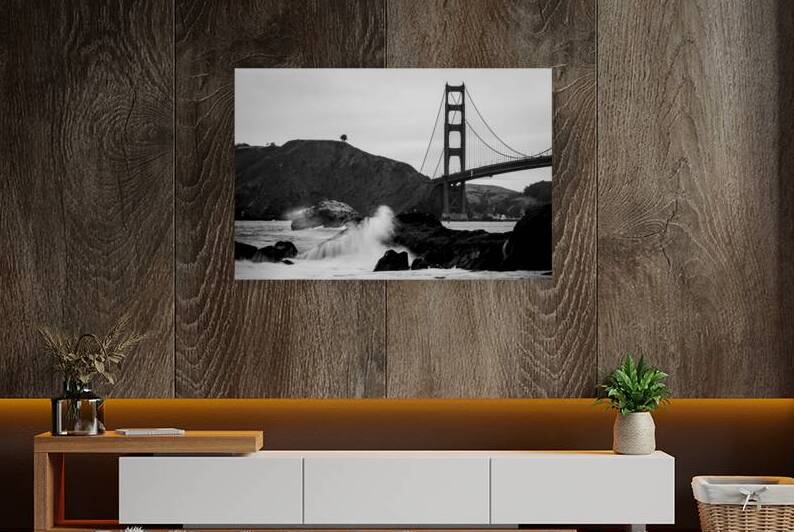 lone tree overlooks golden gate bridge  horizonta by Black And White