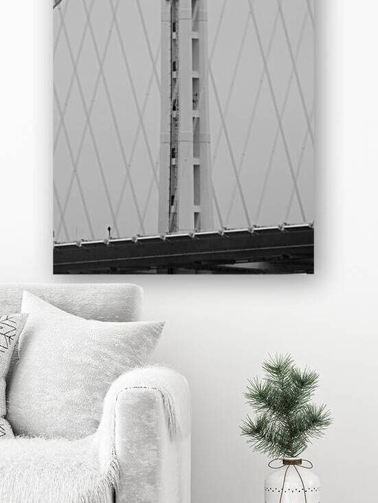 oakland bay bridge mist fog  vertical 2856 Spire by Black And White