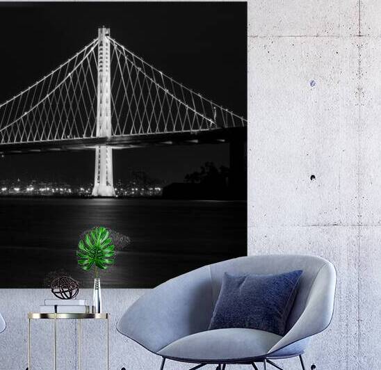 new oakland side bay bridge at night  square 2818 by Black And White