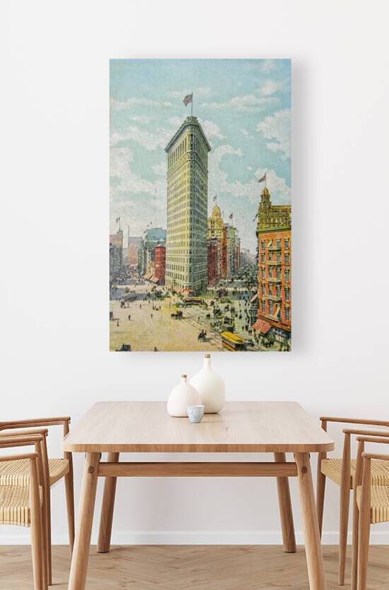 Colorized vintage photograph of Flatiron building in New York ci by Patricia Hofmeester PHotography