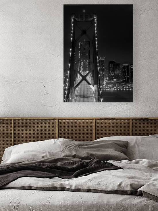 sf bay bridge twin peaks night  vertical 2885 Hil by Black And White