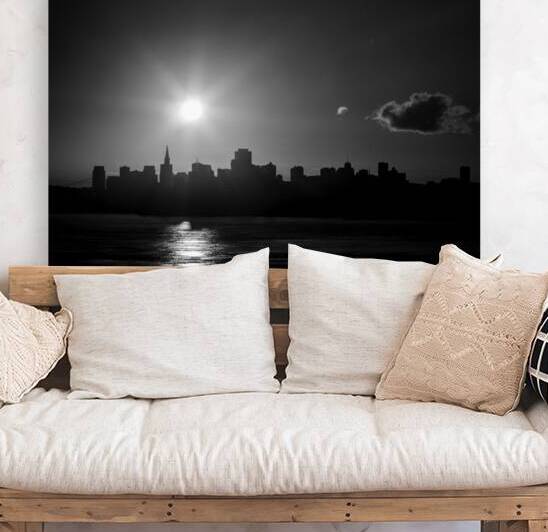 sunrise above san francisco skyline  square 509 S by Black And White