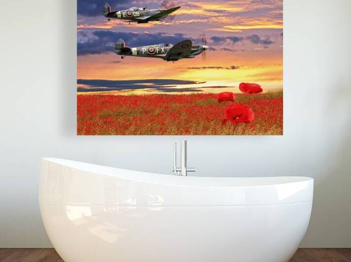 We Will Remember Them - Spitfires Over Poppy Field by Gill Billington