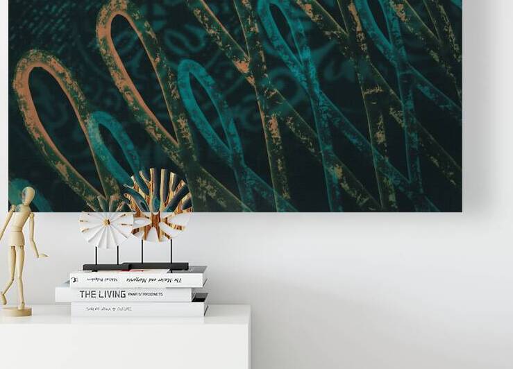 Linen and Loops Orange and Cyan by Iris H Richardson