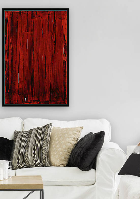 Rain, Abstract Painting In Red And Black (Acrylic Painting). by PacificStock