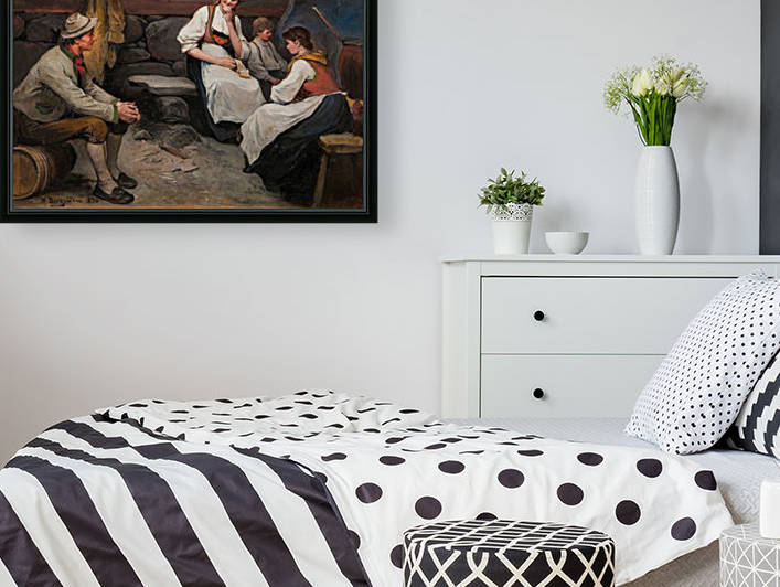 Peasants talking by Nils Nilsen Bergslien