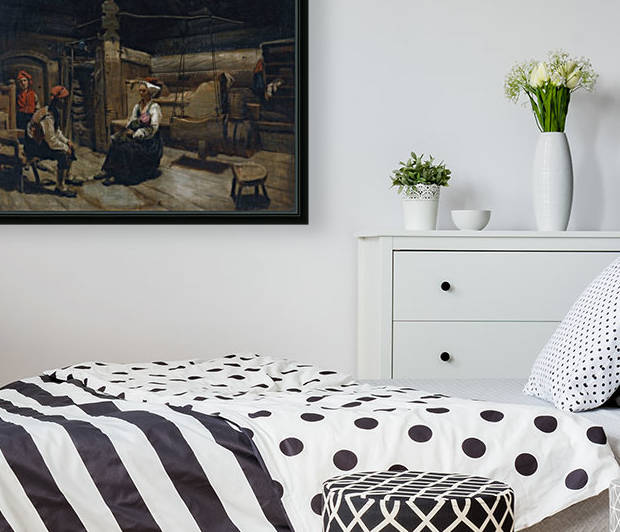 A family inside their home by Nils Nilsen Bergslien