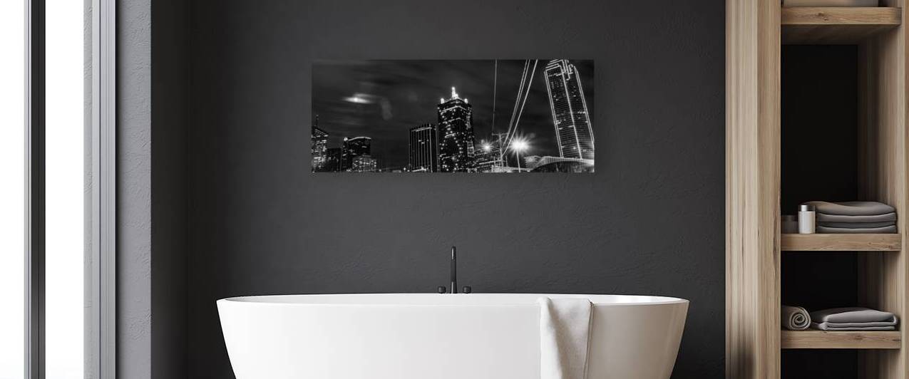 downtown dallas at night  panoramic 3315 Waterboy by Black And White