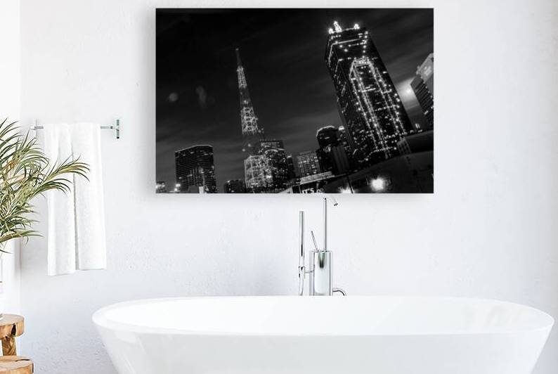 downtown dallas full moon  horizontal 2121 Pepper by Black And White