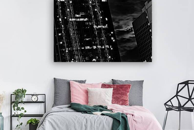 moonrise over downtown dallas texas  horizontal 7 by Black And White