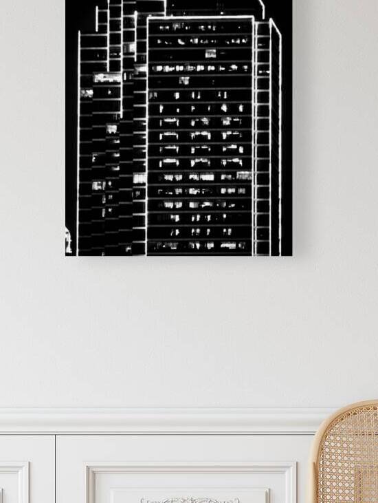 neon green outline bank of america building  vert by Black And White