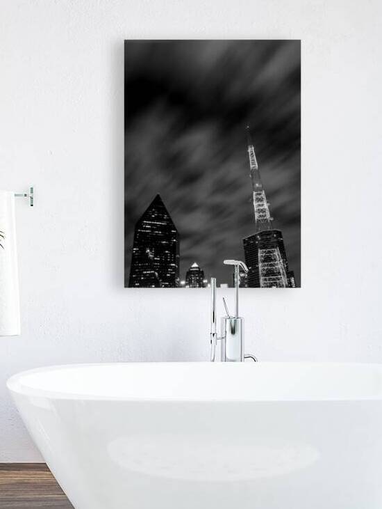 kdfw tower downtown dallas at night  vertical 780 by Black And White