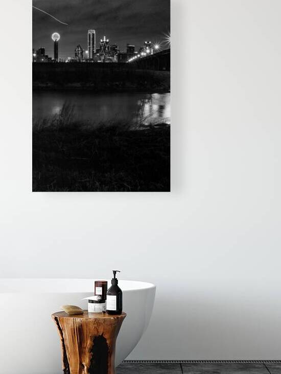 trinity river downtown dallas  vertical 2124 Tric by Black And White