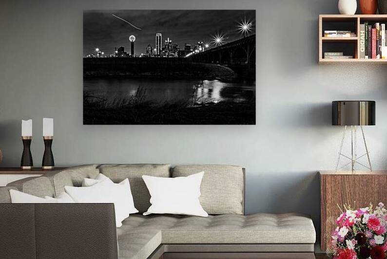 trinity river downtown dallas  horizontal 2124 Tr by Black And White