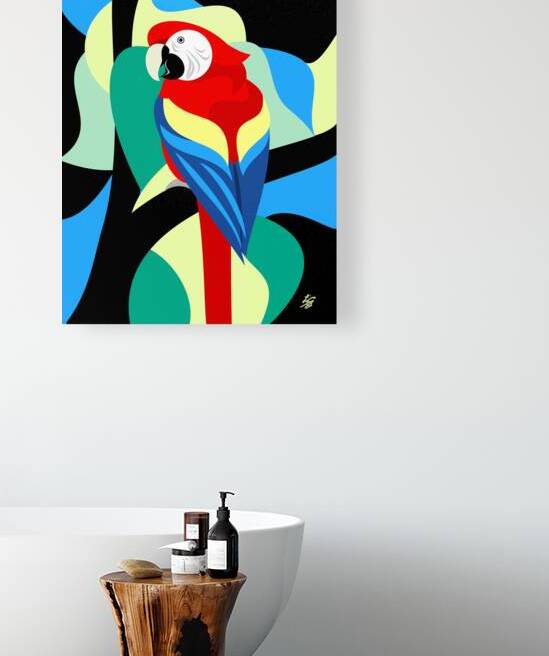 Abstract Scarlet Macaw by Liz Cereby