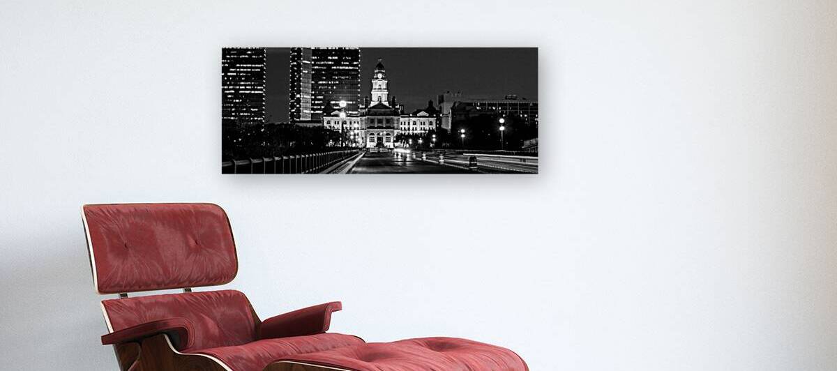 fort worth texas skyline at night  panoramic 825 by Black And White