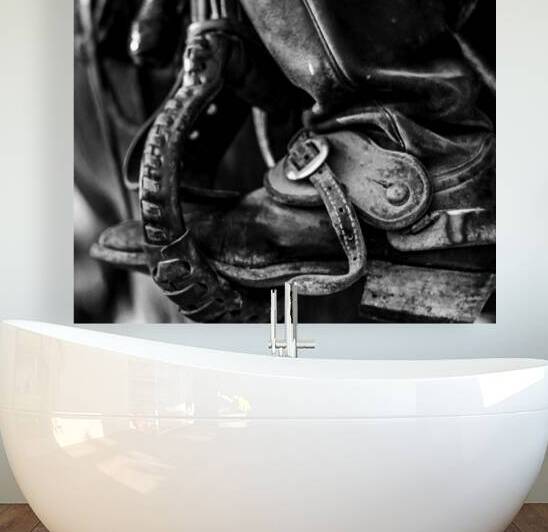 texas cowboy boot in stirrup  square 818 Stirrup by Black And White