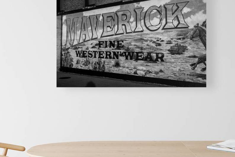 maverick fine western wear mural  horizontal 811 by Black And White