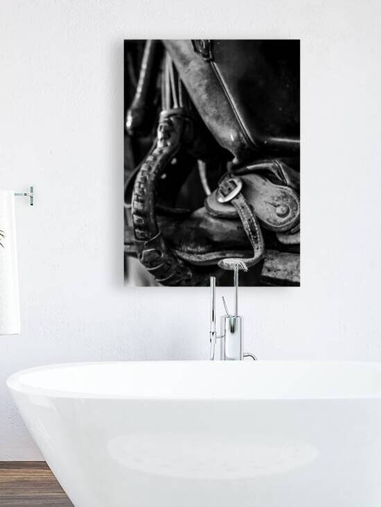 texas cowboy boot in stirrup  vertical 818 Stirru by Black And White