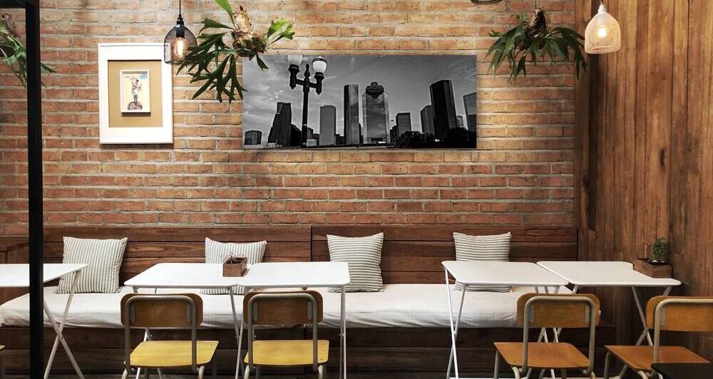 downtown houston texas skyline  panoramic 3272 Co by Black And White