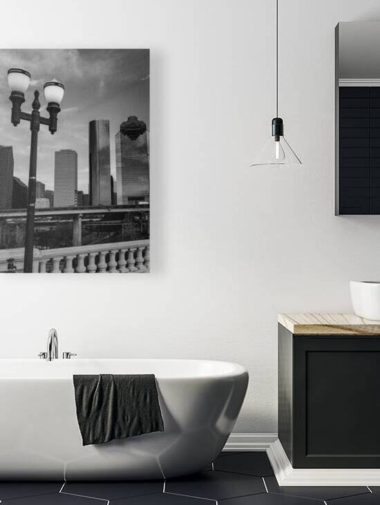 downtown houston texas skyline  vertical 3272 Col by Black And White