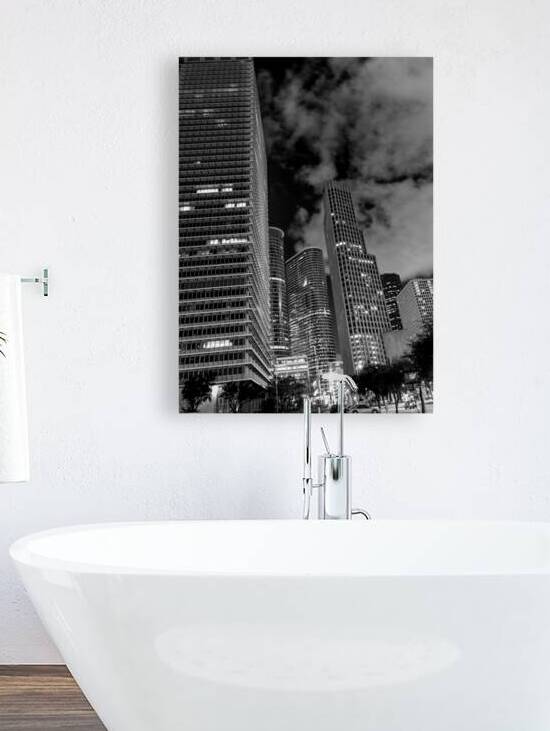 downtown houston texas at night  vertical 3278 Mi by Black And White