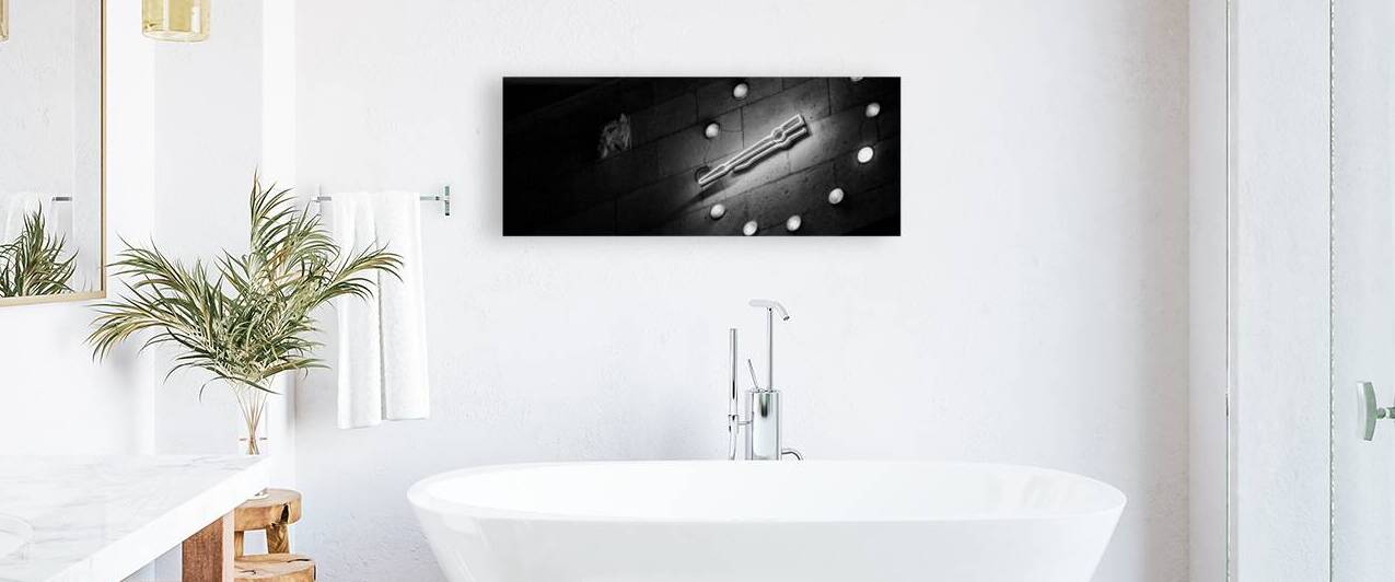 clock face on houston city hall  panoramic 925 Fo by Black And White